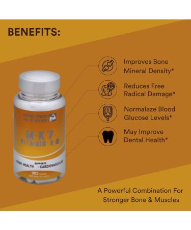 GRID-IRON NUTRITION Vitamin K2 MK-7 100mcg - Bone & Health Support - 90 Capsules - Buy Online on GoSupps.com