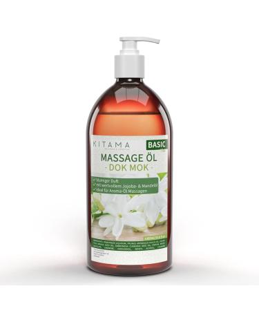 KitaMa massage oil aroma DOK MOK Thai water -jasmine - body oil for massages - care oil - aroma oil - nourishing relaxation oil - 1000ml (1 -liter) DOK MOK (water jasmine) 1 L (1 Pack)