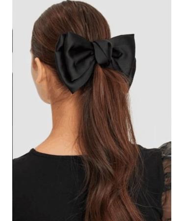 Black Satin Bow Barrette - Handmade Hair Clip for Girls & Women | 90's Summer Decor Accessory | Birthday Gift - Buy Online on GoSupps.com