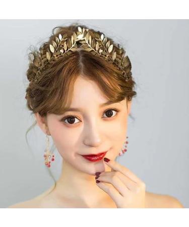 Gold Leaf Headband Metal Leaves Bride Wedding Headpiece Head Wear Accessories for Women - Buy Online on GoSupps.com