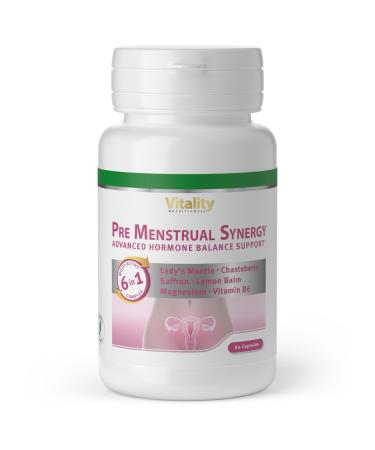 PMS Complex for Women with PMS Lemon Balm Lady's Mantle Monk's Pepper Vitamin B6 B12 Zinc Saffron Black Pepper. Vitality Nutritionals by VitaminExpress