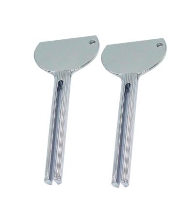 Healifty Metal Tube Squeezer Pack of 2 - Rolling Toothpaste Squeezer Tube Key Squeezer Tube Squeezer Tool Bathroom Accessories for Saving Toothpaste Cosmetic Oil Cream Paint 2pcs Silver