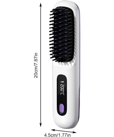 Cordless Hair Straightener Brush | USB Charging Hot Comb with LCD Display | 3 Heat Levels Fast Heat-Up | Portable Ion Styling Tool for Women - White - Buy Online on GoSupps.com