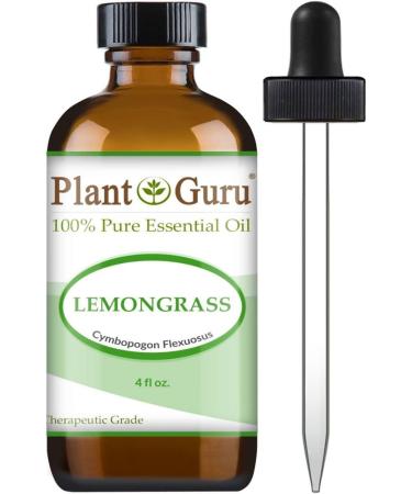 Lemongrass Essential Oil 4 oz 100% Pure Undiluted Therapeutic Grade for Aromatherapy Diffuser, Natural Healthy Skin, Body and Hair Growth