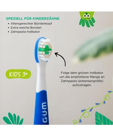 Gum Playbrush Kids 3+ | Smart Electric Toothbrush with Interactive App Timer & Pressure Control - Blue - Buy Online on GoSupps.com