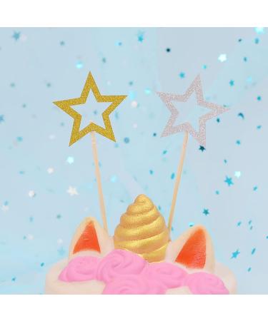 100 Pcs Star Cupcake Picks Glitter Star Cupcake Toppers Mini Star Cake Toppers Star Food Picks Wedding Cake Picks Golden - Buy Online on GoSupps.com