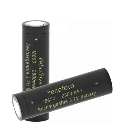 18650 Rechargeable Battery 3.7 Volt 2Pcs Large Capacity Genuine18650 Flat Top Batteries for LED Flashlight Headlamp Doorbells etc (Black)