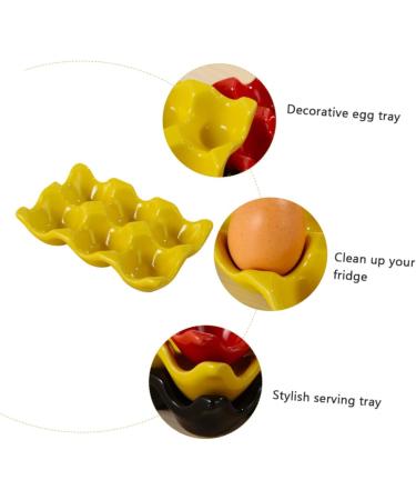 Angoily 1pc Egg Tray Egg Display Tray Red Egg Holder Egg Holder for Refrigerator Mustard Household Ceramics - Buy Online on GoSupps.com