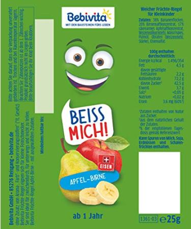 Bebivita Fruit Bar Apple-Pear 25g - Healthy Snack for Kids - International Shipping Available - Buy Online on GoSupps.com