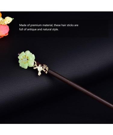 Lurrose Floral Wooden Hairpin Chinese Style Hair Stick Vintage Hair Accessories for Women Lady - Buy Online on GoSupps.com