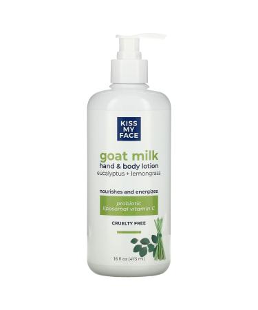 Kiss My Face Goat Milk Hand & Body Lotion Eucalyptus + Lemongrass 16 fl oz (473 ml)