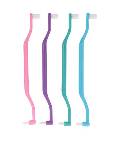 minkissy Double-ended toothbrushes for correcting the oral cavity interspace toothbrushes for detailed tooth cleaning 4 pieces