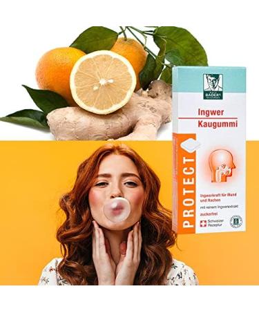 BADERs Protect Ginger Chewing Gum from Pharmacy with Gingerol Sharpening Materials Ideal for Travel Ginger Orange Flavor 20 Chewing Gum Squares - Buy Online on GoSupps.com