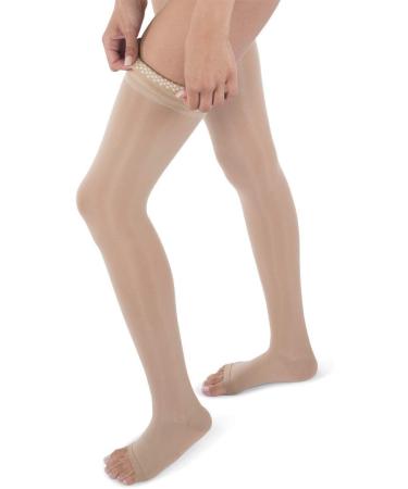 JOMI Compression Sheer Open Toe Thigh High Stockings 20-30mmHg - Size Small Natural - Buy Online on GoSupps.com