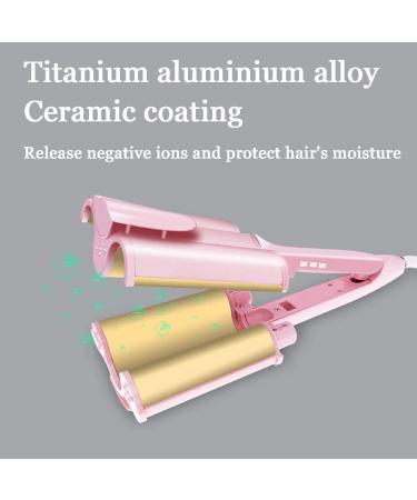 Ceramic Big Wave Hair Curlers - Digital Display 3 Tubes Hair Waver Iron for Quick Styles (Pink) - International Shipping Available - Buy Online on GoSupps.com