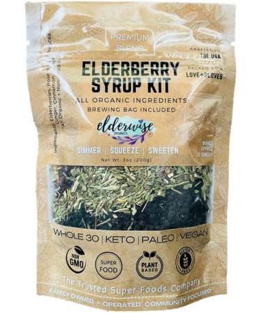 Elderwise Organic Elderberry Syrup Kit | DIY Making Kit with Elderberries, Rosehips, Ginger, Echinacea, Cinnamon, and Cloves | Makes 32oz Syrup - Brewing Bag Included - Buy Online on GoSupps.com