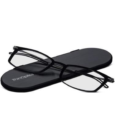 ThinOptics Brooklyn Reading Glasses - Unisex Ultra Thin & Lightweight with Magnetic Milano Case - Black 1.5x - International Shipping Available - Buy Online on GoSupps.com