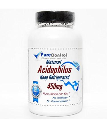 Natural Acidophilus 450mg - 500 Million Live Active Cultures/Keep Refrigerated // 100 Capsules // Pure // by PureControl Supplements
