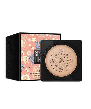 PICKX Mushroom Head Air Cushion BB Cream Concealer Lasting Nude Makeup Moisturizing Brightening Pigment CC Liquid Foundation Even Skin Tone Makeup Base Primer (B-2PC)