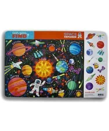 Crocodile Creek Space Explorer 2-Sided Placemat in Blue/Orange/Yellow/Green - Buy Online on GoSupps.com