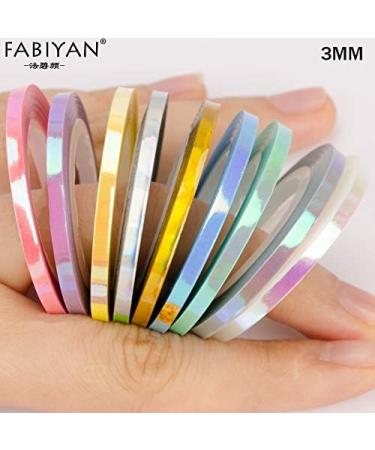 Kamas 9 Rolls Nail Art Striping Tape Set - Aurora Laser Mermaid French UV Gel Polish Sticker Tips Decoration DIY Tool - 3mm Color Option - Buy Online on GoSupps.com