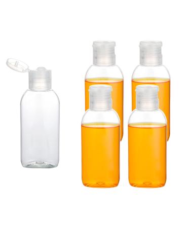 Clear Plastic Empty Squeeze Bottles 5 Pack 2oz/60ml with Flip Cap TSA Travel Bottle for Shampoo, Conditioner & Lotion A-5pcs-2oz Clear