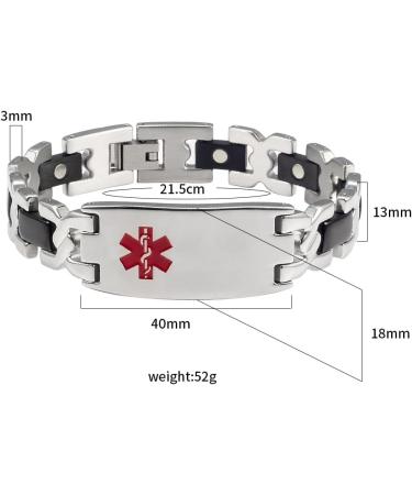 Magcopper 10-Piece Stainless Steel Magnetic Emergency Bracelet | Personalized Medical ID Bracelet 21.5cm/13mm - StB-4706AsBM12 - Buy Online on GoSupps.com