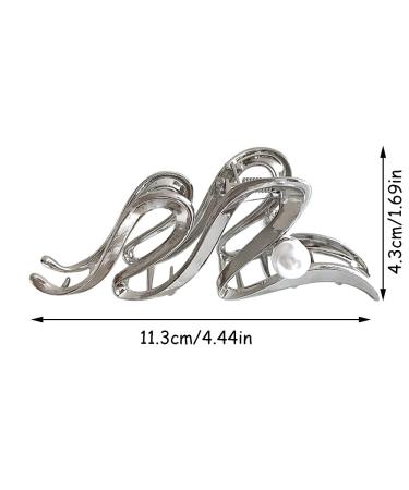 Wave Metal Hair Claw Clip - Large Silver Hair Accessory for Thick Hair - Women's Hair Clip Barrette - 1pc - Buy Online on GoSupps.com