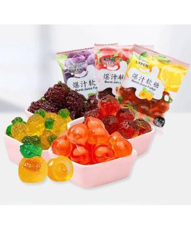 4D fruit juice gummies grape shaped Gummies candy children's snacks fruit candies Pineapple Orange Soft Candy 50% Juice Content gummy candy sweets Chewy gumdrop (Mixed flavor 4 bag) Mixed flavor 4 bag