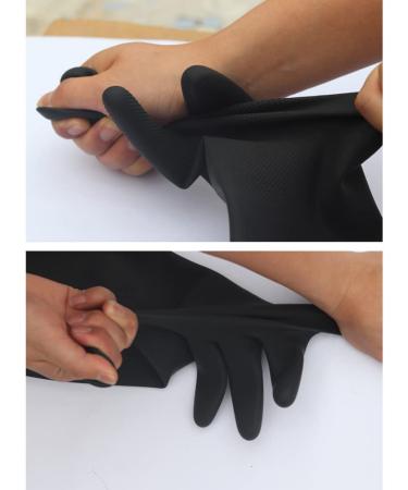 Long Rubber Household Gloves | Reusable Cleaning & Washing Gloves | Black L for Garden Car Wash & Work - Buy Online on GoSupps.com