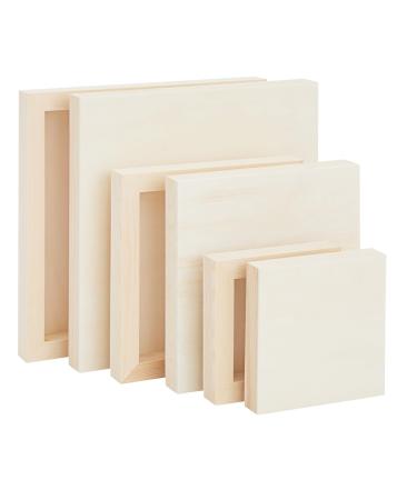Bright Creations Unfinished Wood Canvas Boards for Crafts and Painting (3 Sizes 6 Pack)