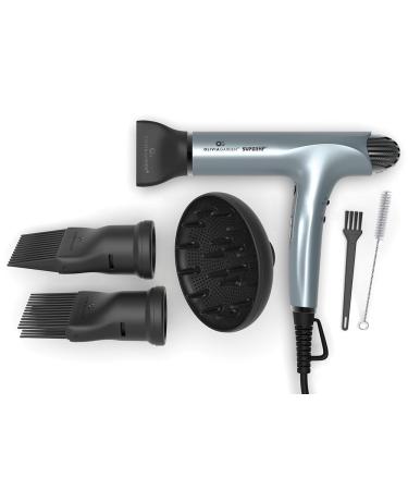 Olivia Garden SuperHP high Performance Professional Hair Dryer Long Lasting brushless Motor Very Lightweight Quiet and Powerful with 4 attachments