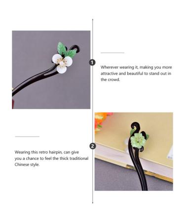 Lurrose Vintage Flower Chinese Hair Stick - Japanese Wood Chopsticks for Women/Girls Hair Styling (White/Green) - Buy Online on GoSupps.com