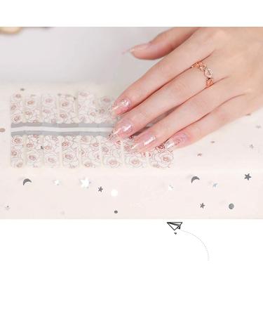Rose Gold Nail Polish Strips Stickers - Glitter Flower Design | 5 Sheets w/ Adhesive, Nail File | Full Nail Wraps Manicure Kit - Buy Online on GoSupps.com