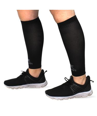Muvin Solid Calf Compression Sleeves for Men & Women - Running, Sports - Shin Splints, Leg Pain, Muscle Pain Relief (S, Black)