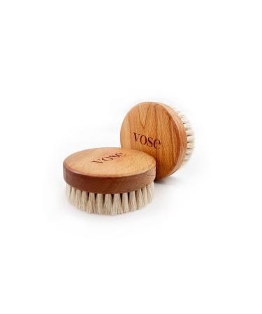Vose Exfoliating Rounded Brush Skincare  with Cotton Cloth Bag Dry Body Brush for Massage  Brush for Cellulite and Lymphatic  Improve Your Circulation  Wooden Base Premium 100% Natural Horsehair