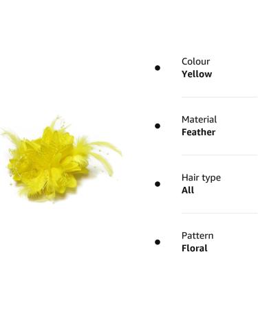 Yellow Flower Feather Bead Corsage Hair Clip - Fascinator Hairband and Pin - Buy Online on GoSupps.com