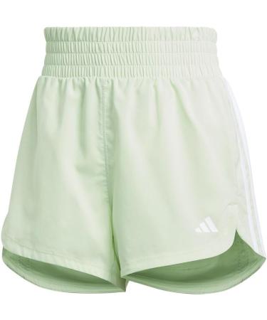 Buy adidas Women's Pacer Training 3-Stripes Woven High-Rise Shorts - 3 Inch Casual Fit in Semi Green Spark/White | International Shipping Available - Buy Online on GoSupps.com
