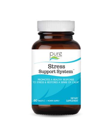 PURE ESSENCE LABS Stress Support System - Best Immune Support - Immunity Booster & Dietary Supplements - Headache & Stress Relief - Gives Natural Calm (60 Tablets)