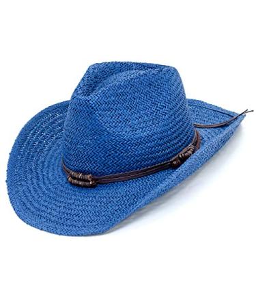 Old Stone Straw Cowboy Cowgirl Hat for Men Women Wide Brim Sun Hat Western Style Chloe Denim