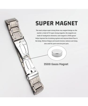 HyyMe Magnetic Therapy Bracelet Lymphatic Drainage Bracelet Mens Bracelets with 3 Rows Of Super Magnets Adjustable Length and with Professional Gift Box. (silver) - Buy Online on GoSupps.com
