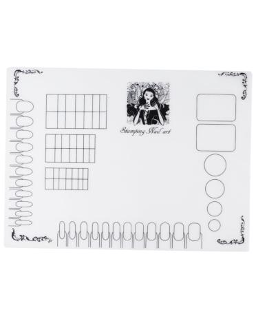 PLAFOPE Nail Art Soft Silicone Pad Silicone Stamping Plate Nail Sticker Guide Nail Polish Practice Pad Nails Silicone Mat Nail Art Stamping Mat Manicure Mat 38x29cm White