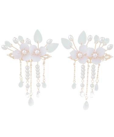 FRCOLOR 4 Pairs Antique Pair Clip Vintage Hair Clips Traditional Chinese Hairpin Decorative Hair Clips Tassel Hair Clip Hair Clip for Lady Retro Hairpins Hair Pin Glass Wedding China Miss