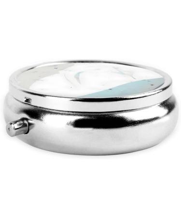 Blue & White Round Pill Box Organizer - 3 Compartment Portable Travel Pill Case for Easy Medication Management - Buy Online on GoSupps.com