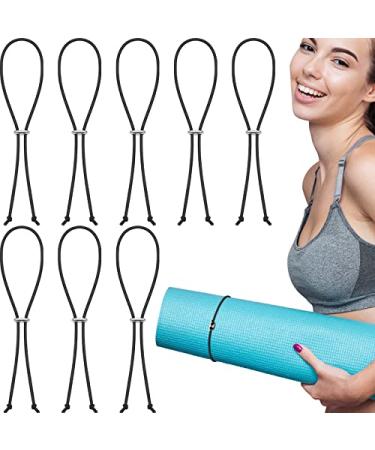 8 Pcs Yoga Mat Straps for Carrying Elastic Yoga Mat Band Storage Yoga Mat Carrier Strap for Exercise Carrying Most Size Mats, 8 Inches in Length, Black