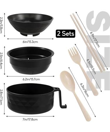 Instant Noodles Bowl with Chopsticks Spoon Fork Rapid Ramen Noodles for College Dorm Room Essentials Dishwasher-Safe Ramen Bowl Microwave Ramen Bowl Set Instant Noodle Bowl (WHITE) - Buy Online on GoSupps.com