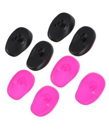 KALLORY Hair Dye Ear Cover Hair Dye Earmuffs Plastic Hair Salon Ear Cover Hairdressing Dye Coloring Ear Cover for Salon Home Shower  8PCS Black Pink