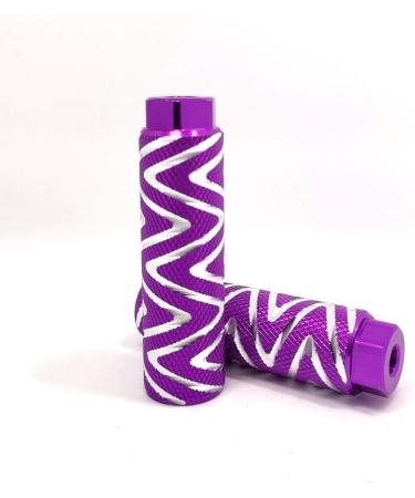 Mantain Bike Foot Pegs | 4 Length Aluminum Alloy Cylinder | Anti-Skid S Stripes | Purple | 3/8 inch Axle Fit | 2 Pairs - Buy Online on GoSupps.com