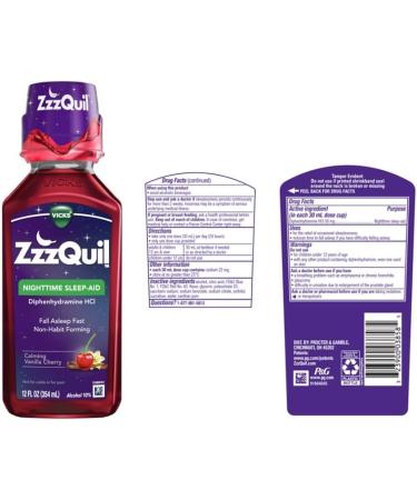 Xllent ZzzQuil Nighttime Sleep-Aid Liquid Calming Vanilla Cherry - 12 oz Pack of 6 - Buy Online on GoSupps.com