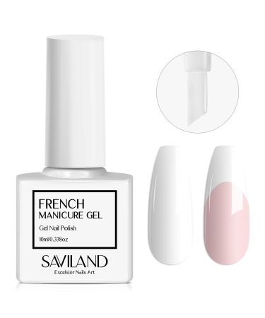 SAVILAND French Gel Nail Polish: 1PC 10ML White Gel Polish Easy French Smile Line in 5s French Tip Nail Tool French Nails U V LED Gel French Tip Nails Art Nail Supplies for Starters Professional Gift